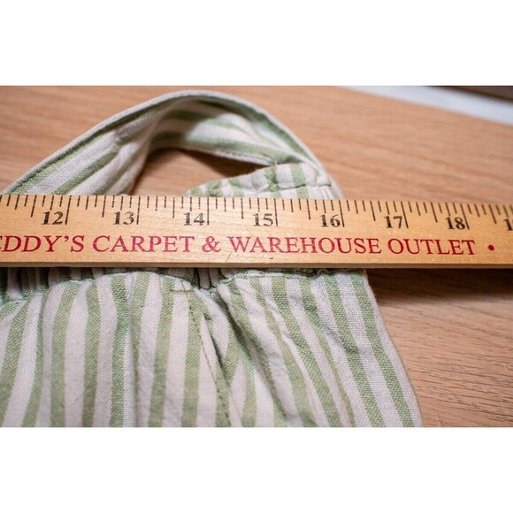 LOFT Petite LP green white striped linen pants wide leg - Picture 6 of 7